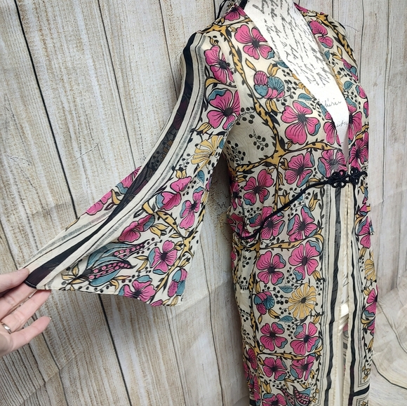 Zata trf Collection XS Floral Long Kimono Cardigan! - Picture 3 of 9
